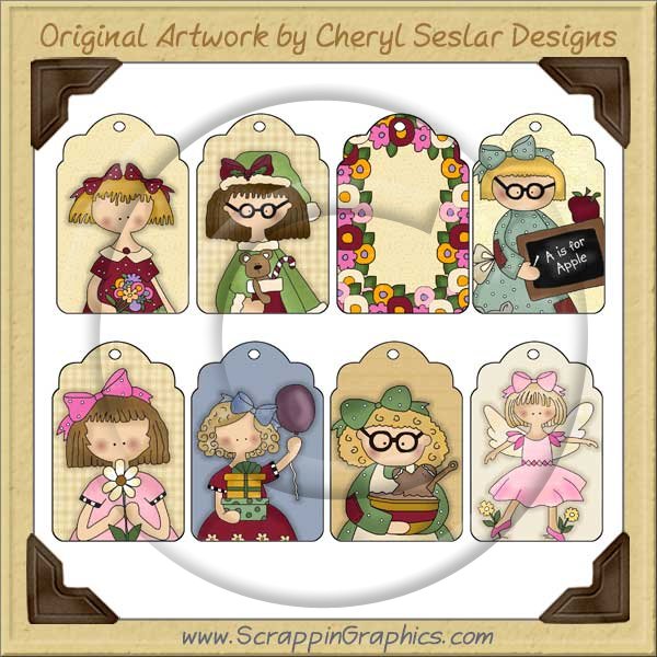 Pretty Girl Tags Collection Printable Craft Download - Click Image to Close