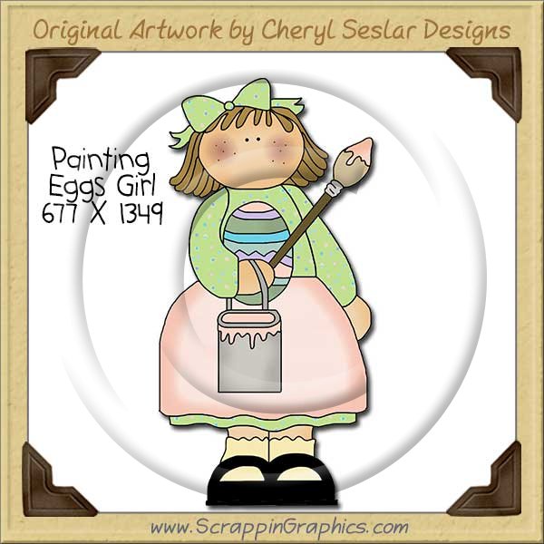 Painting Eggs Girl Single Clip Art Graphic Download - Click Image to Close