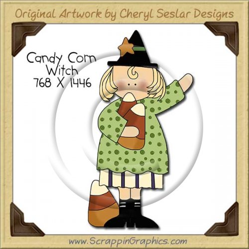 Candy Corn Witch Single Clip Art Graphic Download