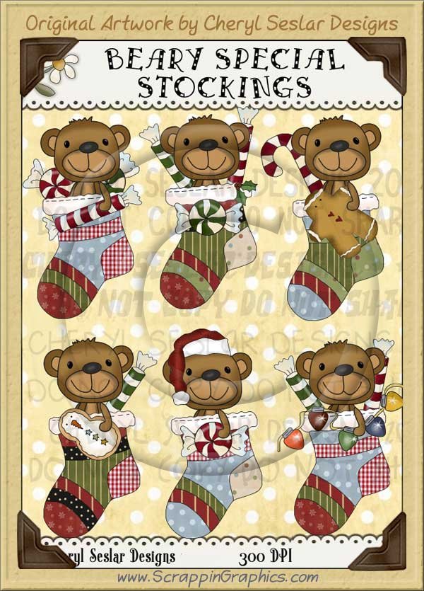 Beary Special Stockings Limited Pro Clip Art Graphics - Click Image to Close