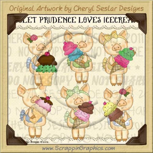 Piglet Prudence Loves Ice Cream Limited Pro Clip Art Graphics