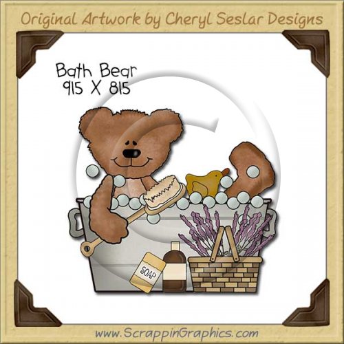 Bath Bear Single Clip Art Graphic Download