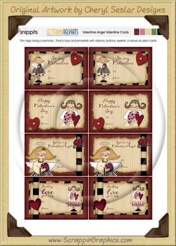 Valentine Angel Snippets Journaling Tags