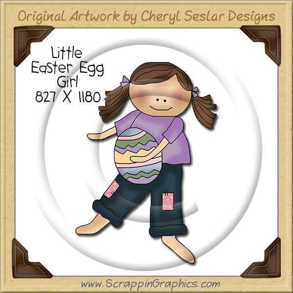 Little Easter Egg Girl Single Clip Art Graphic Download - Click Image to Close