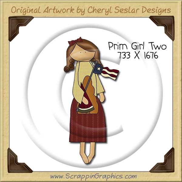Prim Girl Two Single Clip Art Graphic Download - Click Image to Close
