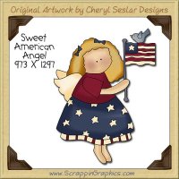 Sweet America Angel Single Clip Art Graphic Download