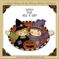 Witch Pals Single Clip Art Graphic Download