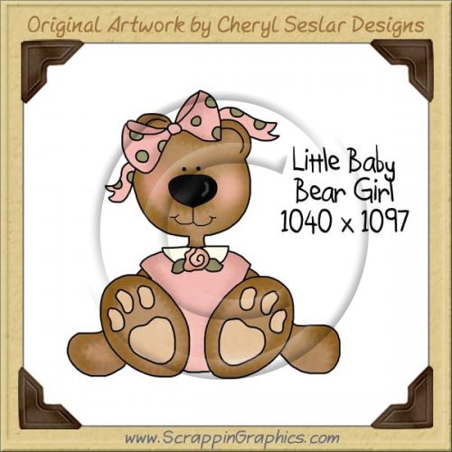 Little Baby Bear Girl Single Graphics Clip Art Download
