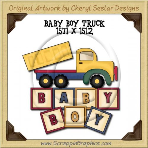 Baby Boy Truck Single Graphics Clip Art Download