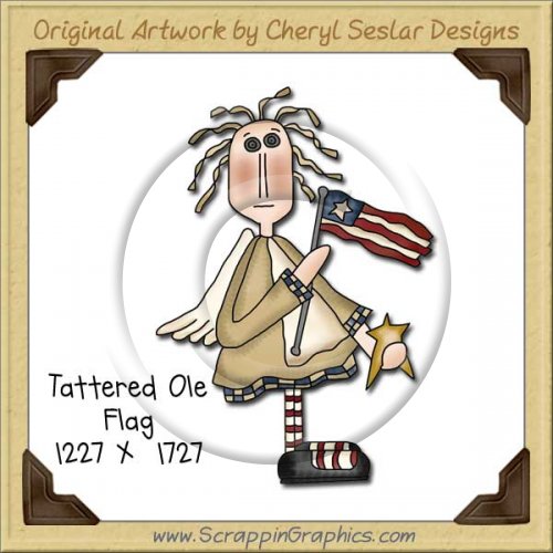 Tattered Ole Flag Single Graphics Clip Art Download