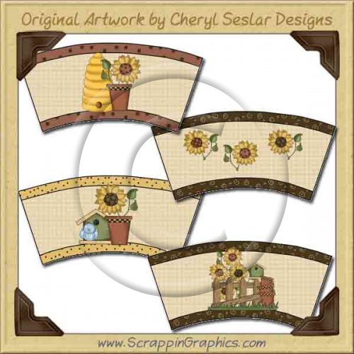 Sunflower Cup Covers Printable Craft Collection Graphics Clip Ar