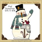 Mail Snowman Single Clip Art Graphic Download