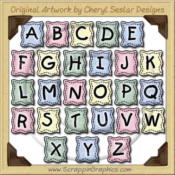 Sew Baby Alphabet Collection Graphics Clip Art Download - Click Image to Close