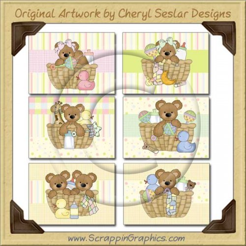 Baby Bear Baskets Cards Collection Printable Craft Download