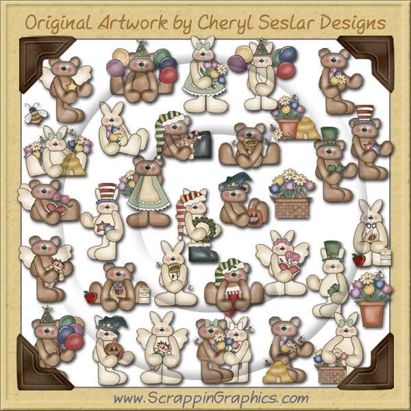 All Occasion Bears & Hares Collection Clip Art Download - Click Image to Close