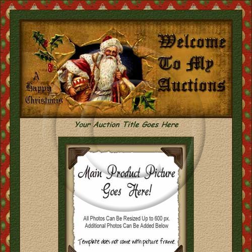 Vintage Santa & Holly Auction Template