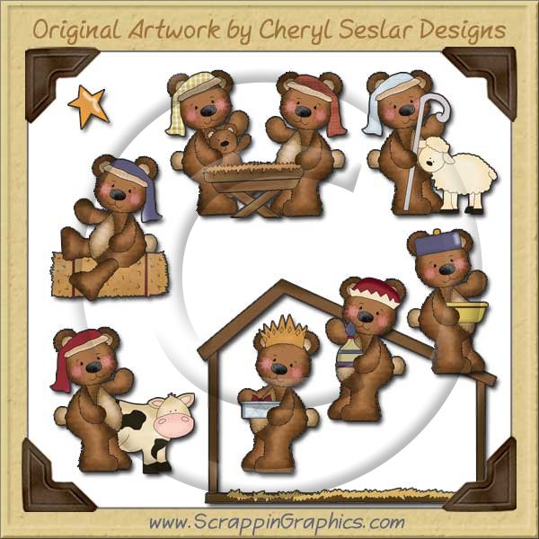 Raggedy Bears Nativity Graphics Clip Art Download - Click Image to Close