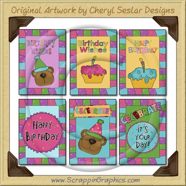 Birthday Celebration Sampler Card Printable Craft Download - Click Image to Close