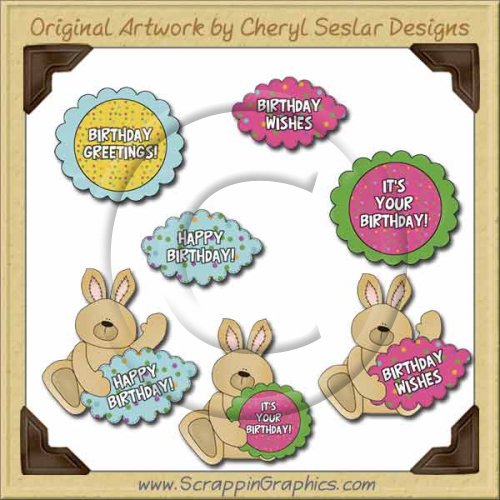 Birthday Bunnies Graphics Clip Art Download
