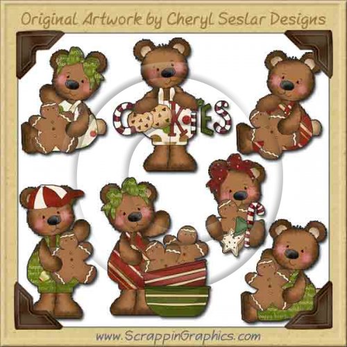 Raggedy Bears Love Gingerbread Graphics Clip Art Download