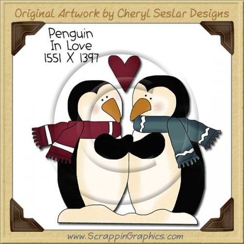 Penguin In Love Single Clip Art Graphic Download