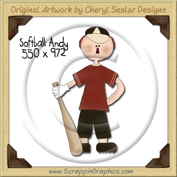 Softball Andy Single Graphics Clip Art Download - Click Image to Close