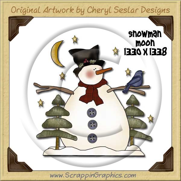 Snowman Moon Single Graphics Clip Art Download - Click Image to Close