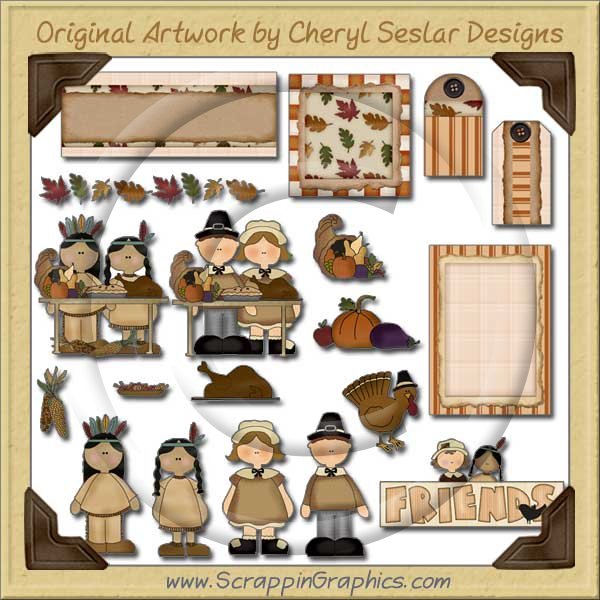 Thanksgiving Friends Journaling Delights Digital Scrapbooking Graphics Clip Art Download - Click Image to Close