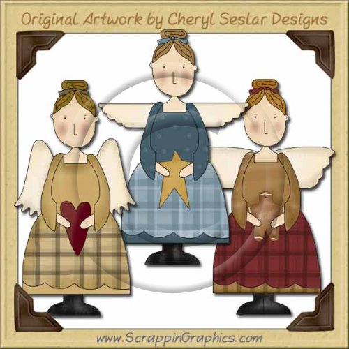 Primitive Angel Trio Collection Graphics Clip Art Download