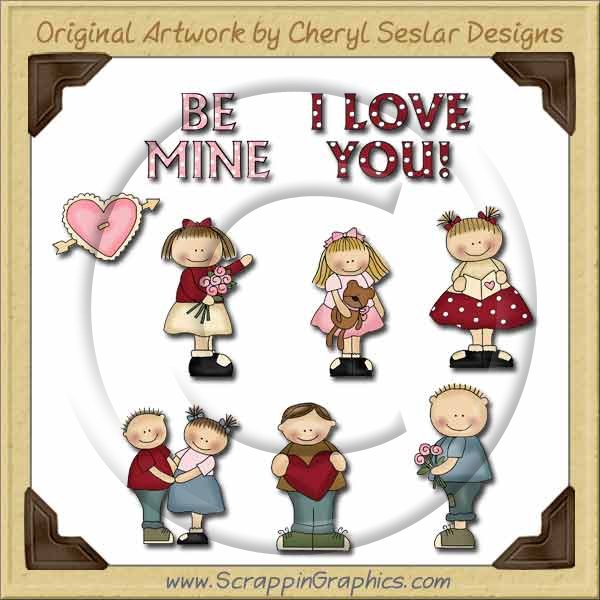 Wee Folk Valentine Kids Graphics Clip Art Download - Click Image to Close