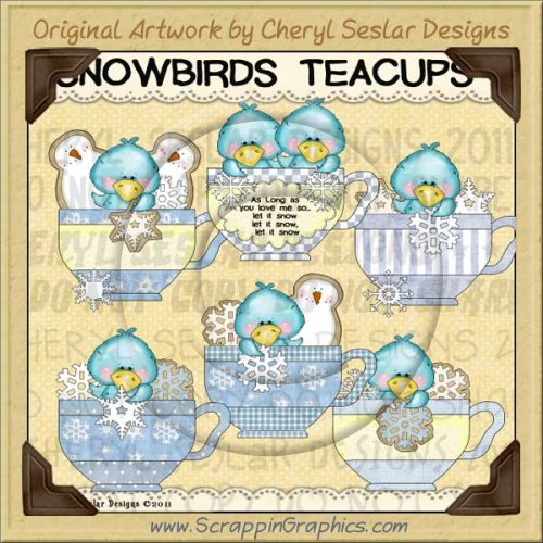 Snowbird Teacups Limited Pro Clip Art Graphics