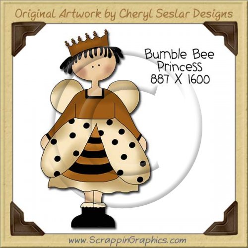 Bumble Bee Princess Single Clip Art Graphic Download