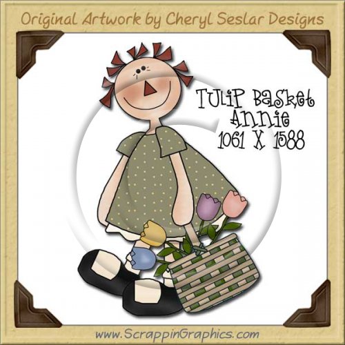 Tulip Basket Annie Single Graphics Clip Art Download