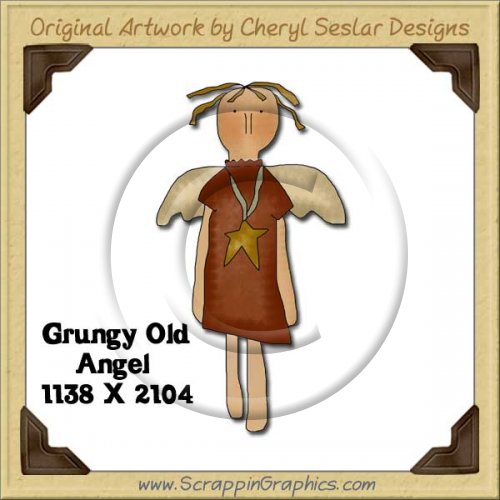 Grungy Old Angel Single Graphics Clip Art Download