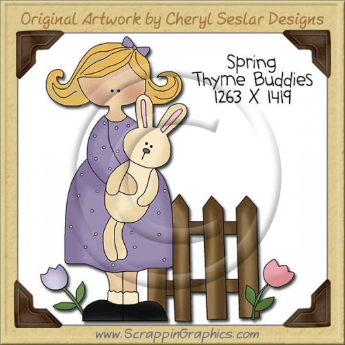 Spring Thyme Buddies Single Clip Art Graphic Download