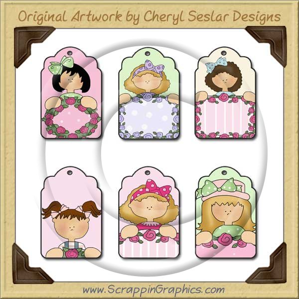 Bow Girl Tags Collection Printable Craft Download - Click Image to Close
