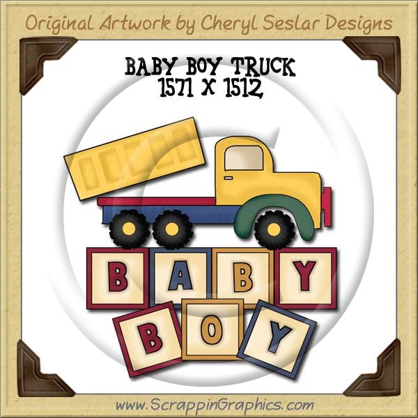 Baby Boy Truck Single Graphics Clip Art Download - Click Image to Close