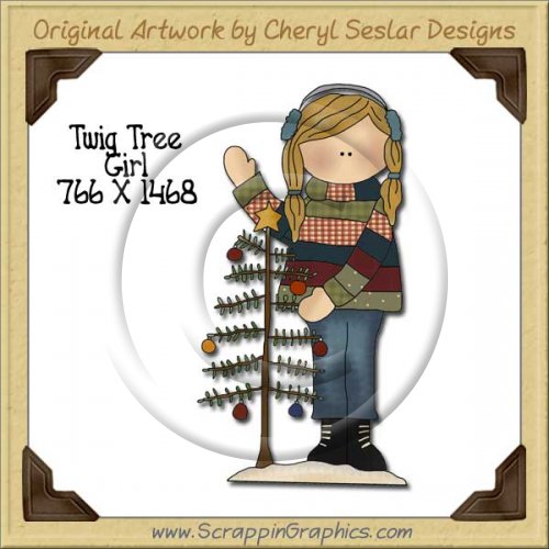 Twig Tree Girl Single Graphics Clip Art Download