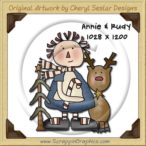 Annie & Rudy Reindeer Single Graphics Clip Art Download - Click Image to Close