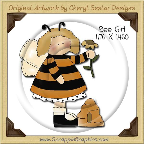 Bee Girl Single Clip Art Graphic Download - Click Image to Close