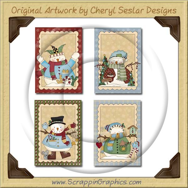 Little Snow Guy Cards Collection Printable Craft Download - Click Image to Close