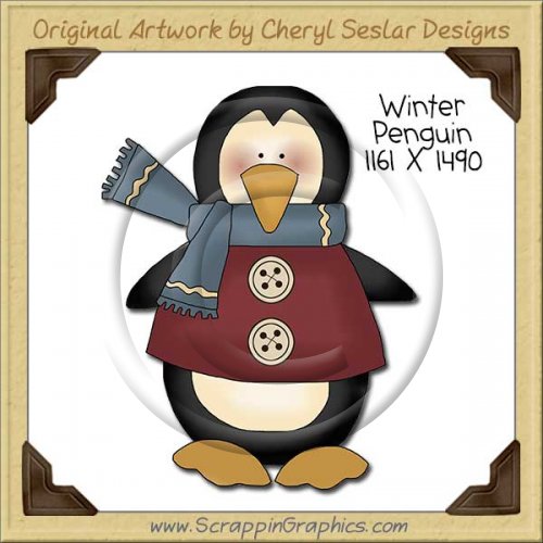 Winter Penguin Single Clip Art Graphic Download