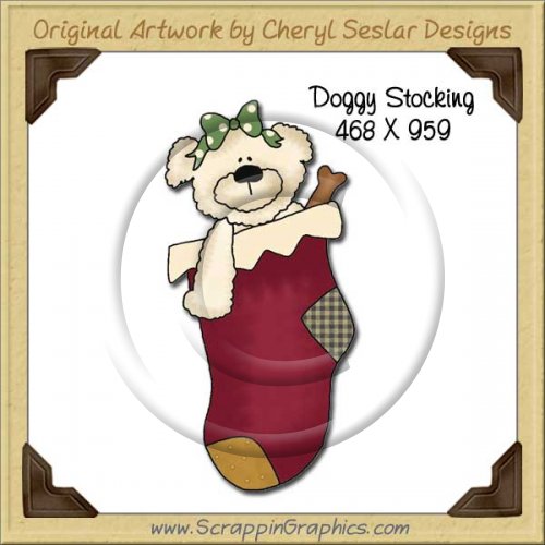 Doggy Stocking Single Graphics Clip Art Download