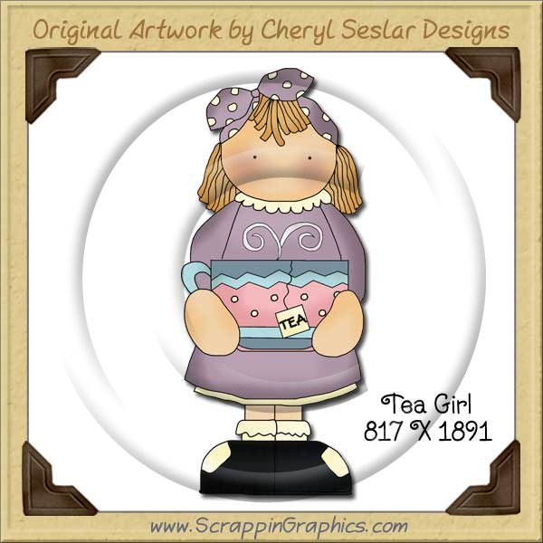 Tea Girl Single Graphics Clip Art Download - Click Image to Close