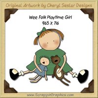 Wee Folk Playtime Girl Single Graphics Clip Art Download