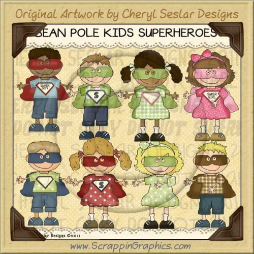 Bean Pole Kids Superhero Limited Pro Clip Art Graphics