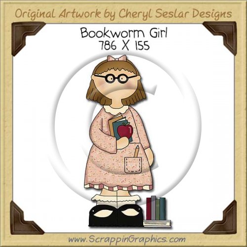 Bookworm Girl Single Clip Art Graphic Download