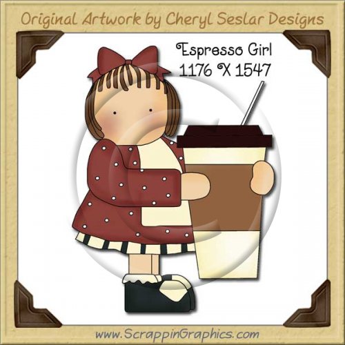 Espresso Girl Single Graphics Clip Art Download