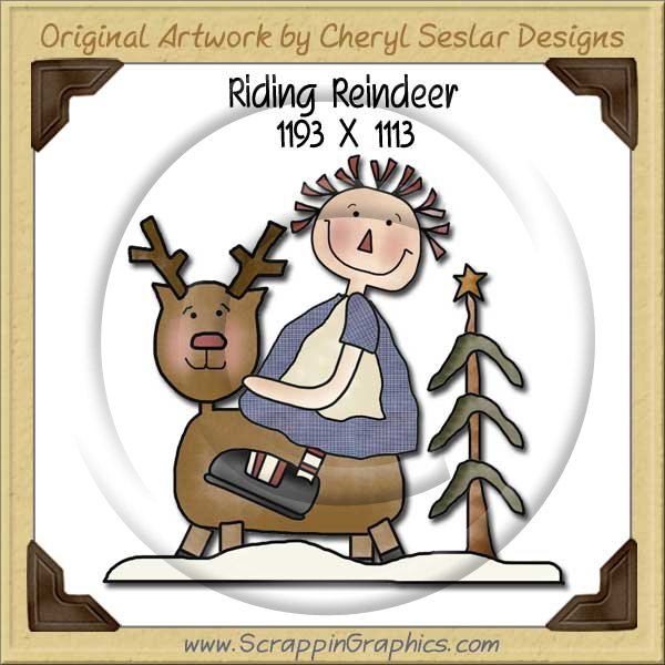 Riding Reindeer Single Graphics Clip Art Download - Click Image to Close