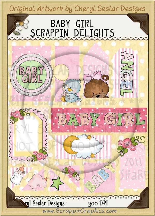 Baby Girl Scrappin' Delights Clip Art Graphics - Click Image to Close